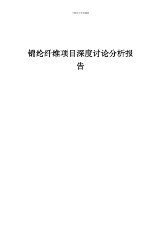2024年锦纶纤维项目深度研究分析报告