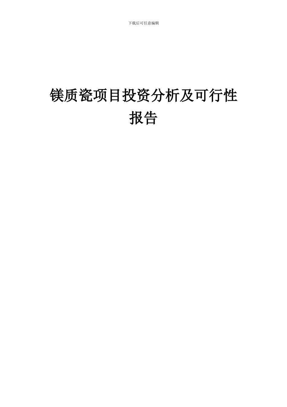 2024年镁质瓷项目投资分析及可行性报告_第1页