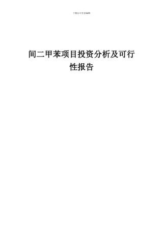 2024年间二甲苯项目投资分析及可行性报告