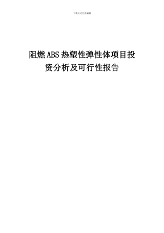 2024年阻燃ABS热塑性弹性体项目投资分析及可行性报告