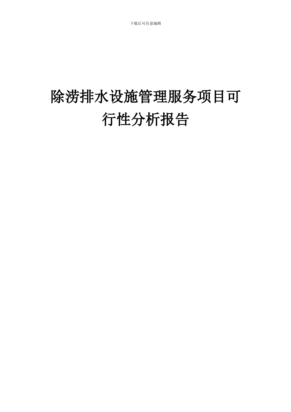 2024年除涝排水设施管理服务项目可行性分析报告_第1页
