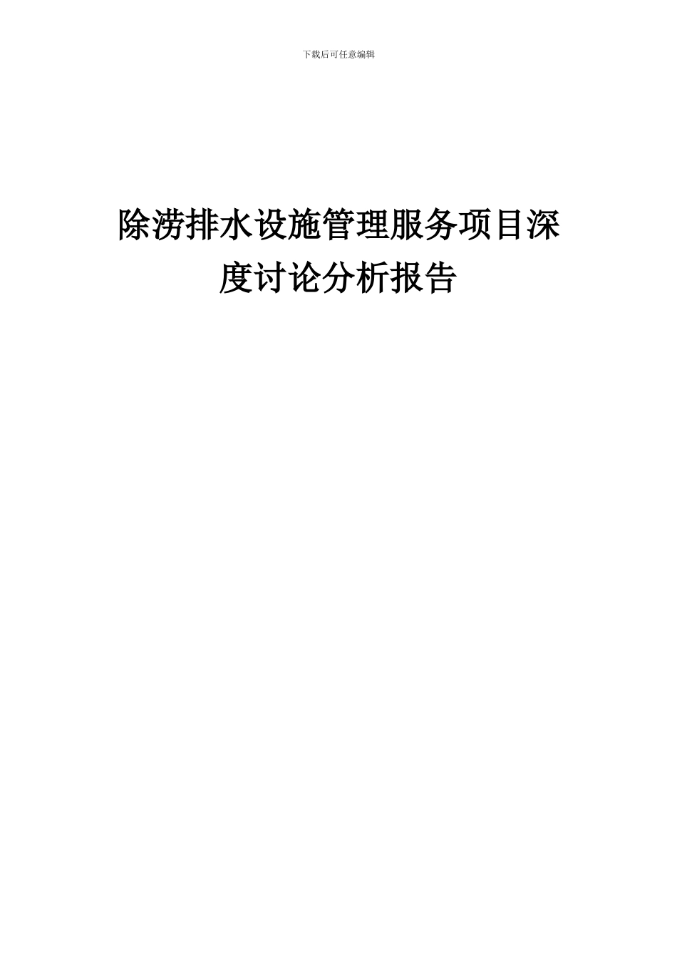 2024年除涝排水设施管理服务项目深度研究分析报告_第1页