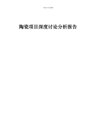 2024年陶瓷项目深度研究分析报告