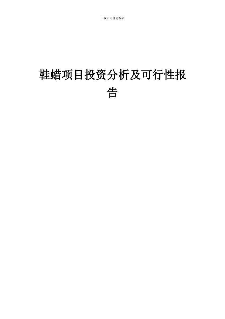 2024年鞋蜡项目投资分析及可行性报告_第1页