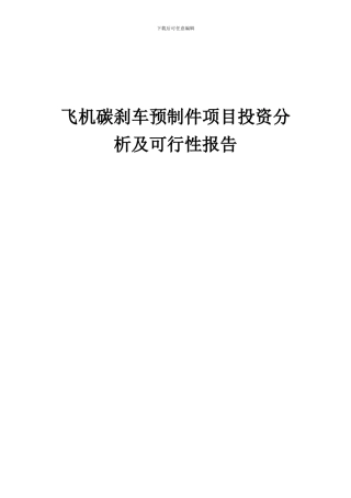2024年飞机碳刹车预制件项目投资分析及可行性报告