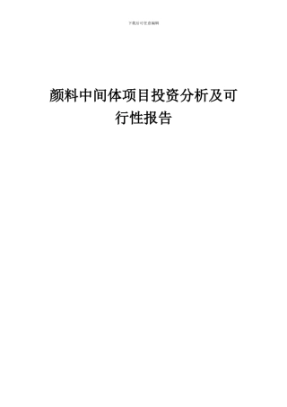 2024年颜料中间体项目投资分析及可行性报告