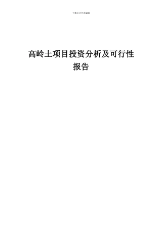 2024年高岭土项目投资分析及可行性报告