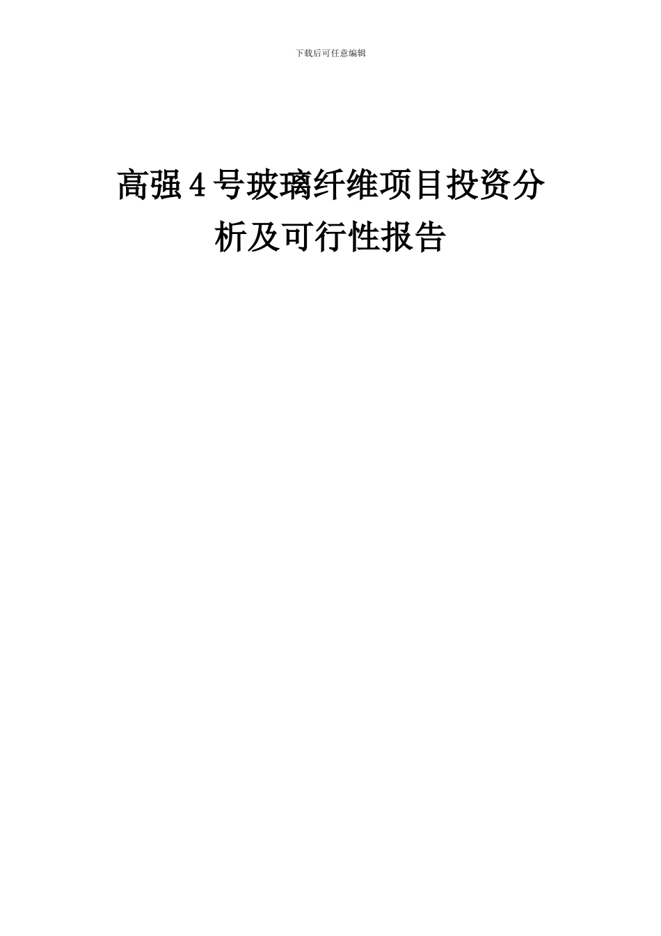 2024年高强4号玻璃纤维项目投资分析及可行性报告_第1页