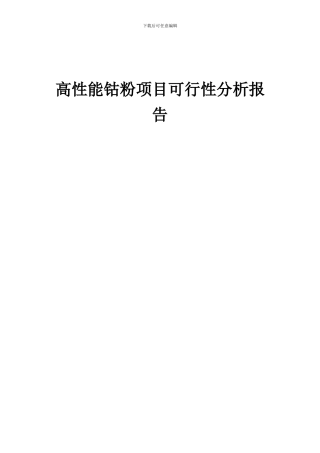 2024年高性能钴粉项目可行性分析报告