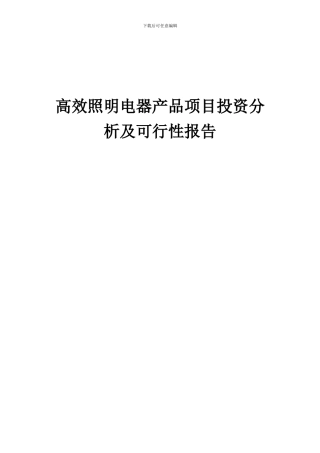 2024年高效照明电器产品项目投资分析及可行性报告