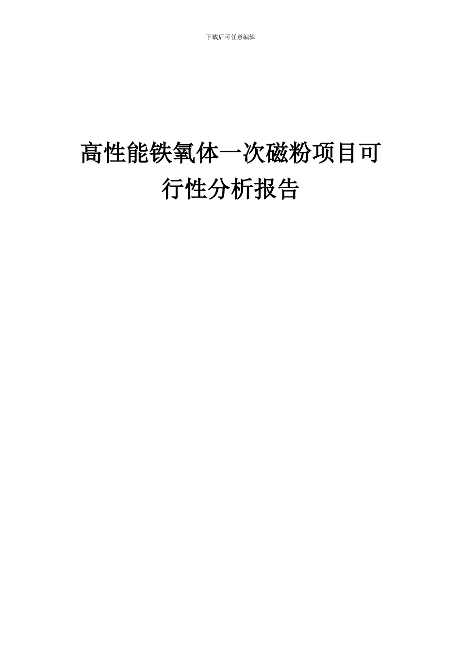 2024年高性能铁氧体一次磁粉项目可行性分析报告_第1页