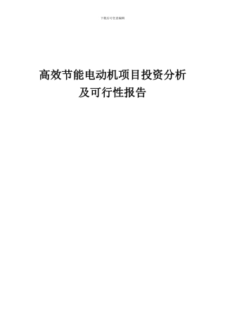 2024年高效节能电动机项目投资分析及可行性报告