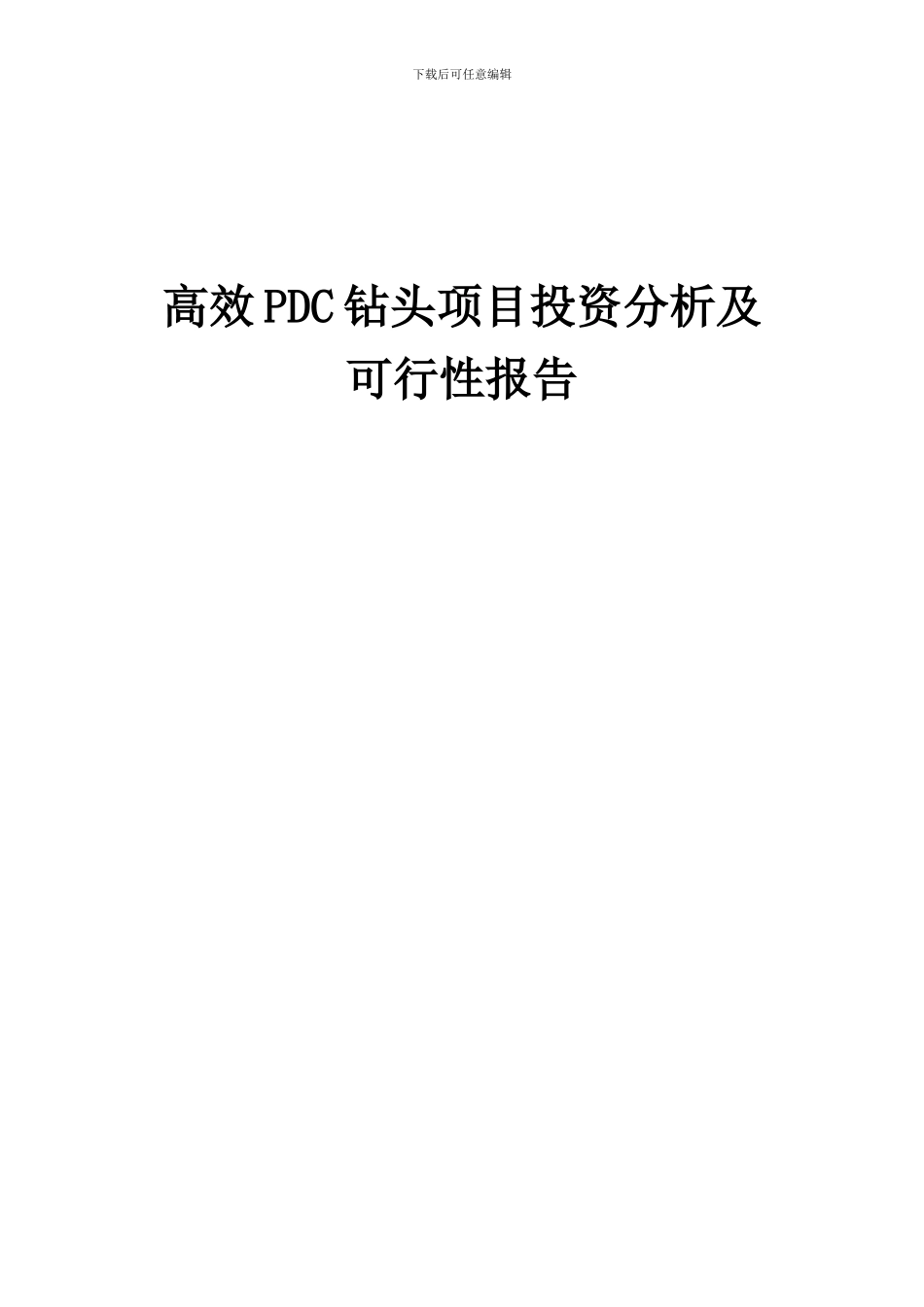 2024年高效PDC钻头项目投资分析及可行性报告_第1页