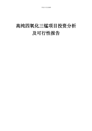 2024年高纯四氧化三锰项目投资分析及可行性报告