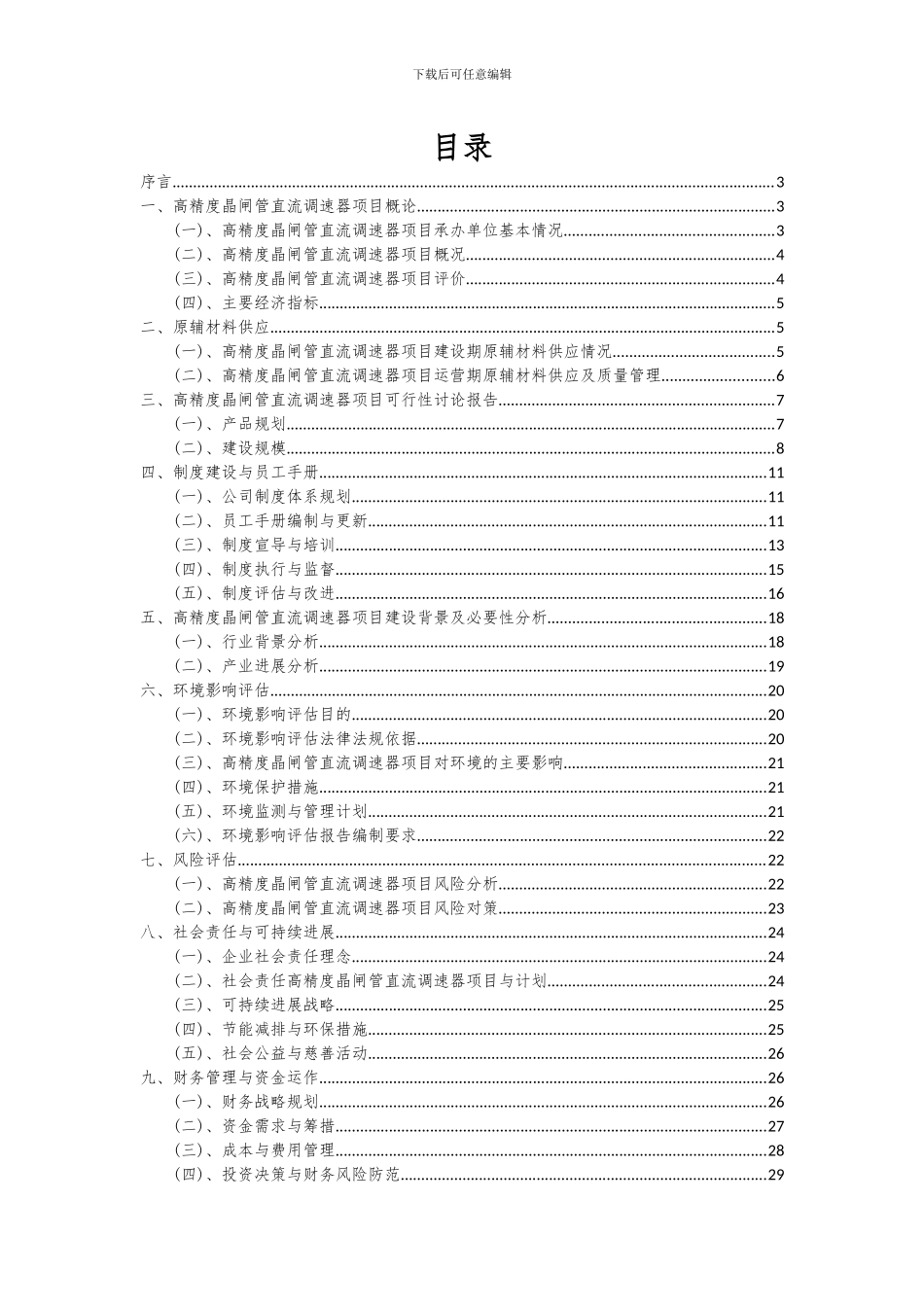 2024年高精度晶闸管直流调速器项目投资分析及可行性报告_第2页