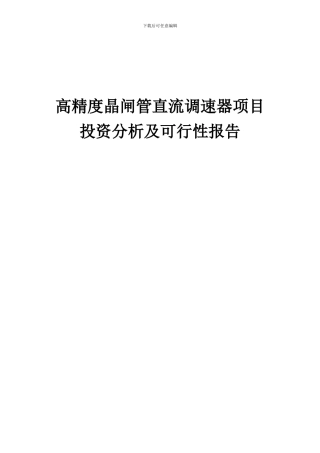 2024年高精度晶闸管直流调速器项目投资分析及可行性报告