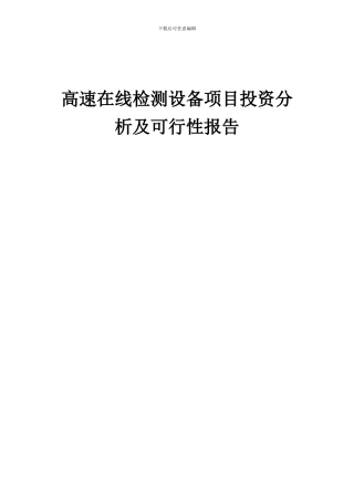 2024年高速在线检测设备项目投资分析及可行性报告