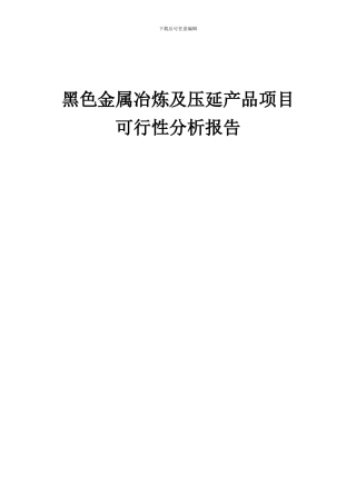 2024年黑色金属冶炼及压延产品项目可行性分析报告
