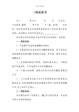 9-三项承诺书范本