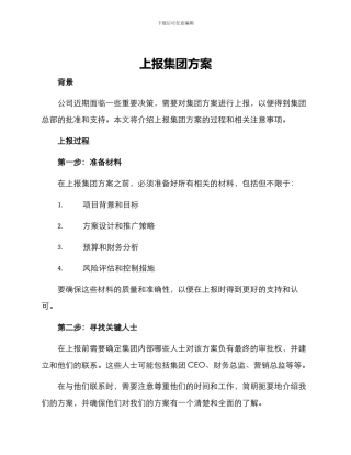 上报集团方案