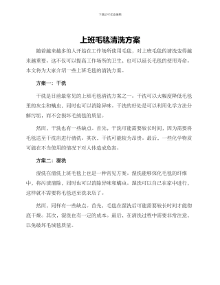 上班毛毯清洗方案