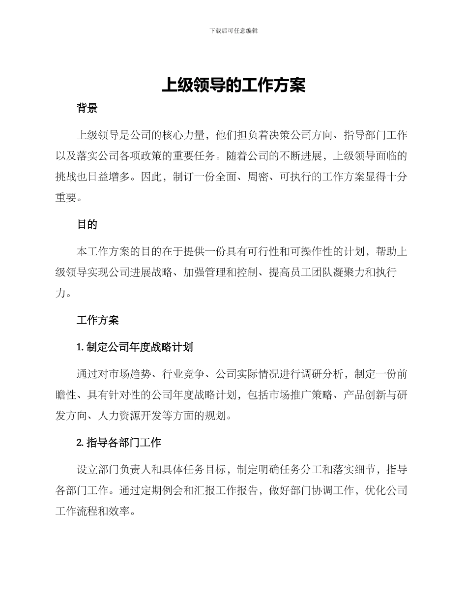 上级领导的工作方案_第1页