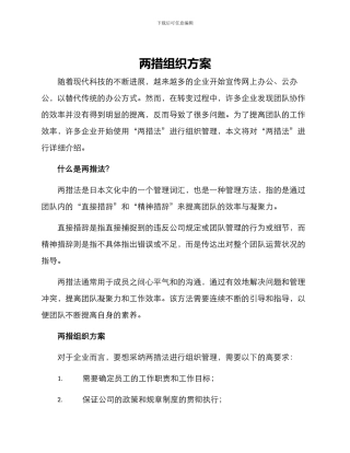 两措组织方案