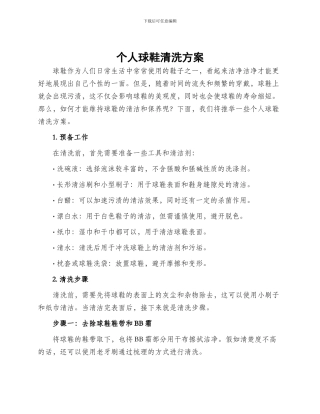 个人球鞋清洗方案