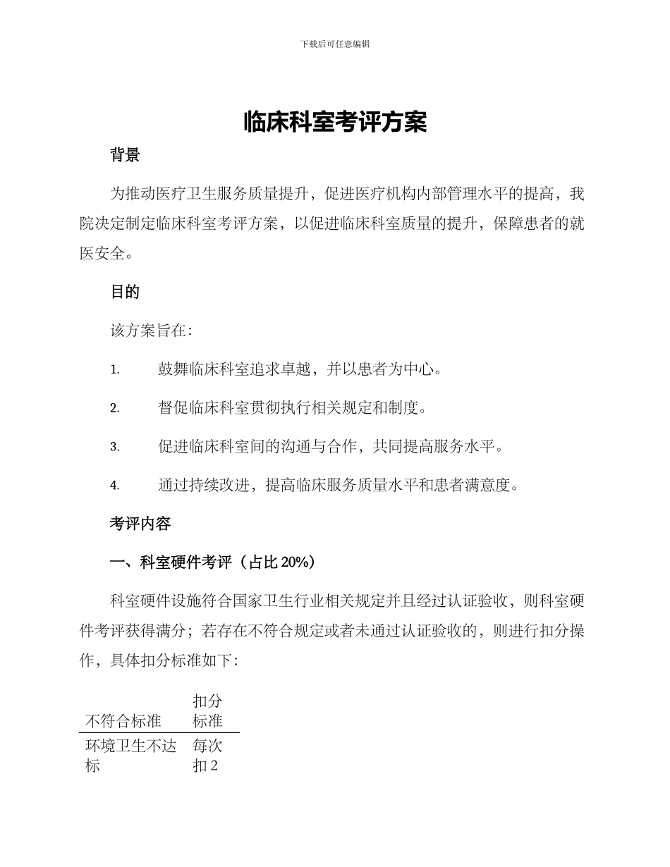 临床科室考评方案_第1页