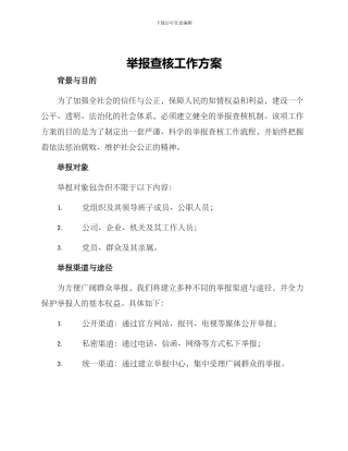举报查核工作方案