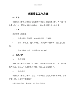 举报核实工作方案