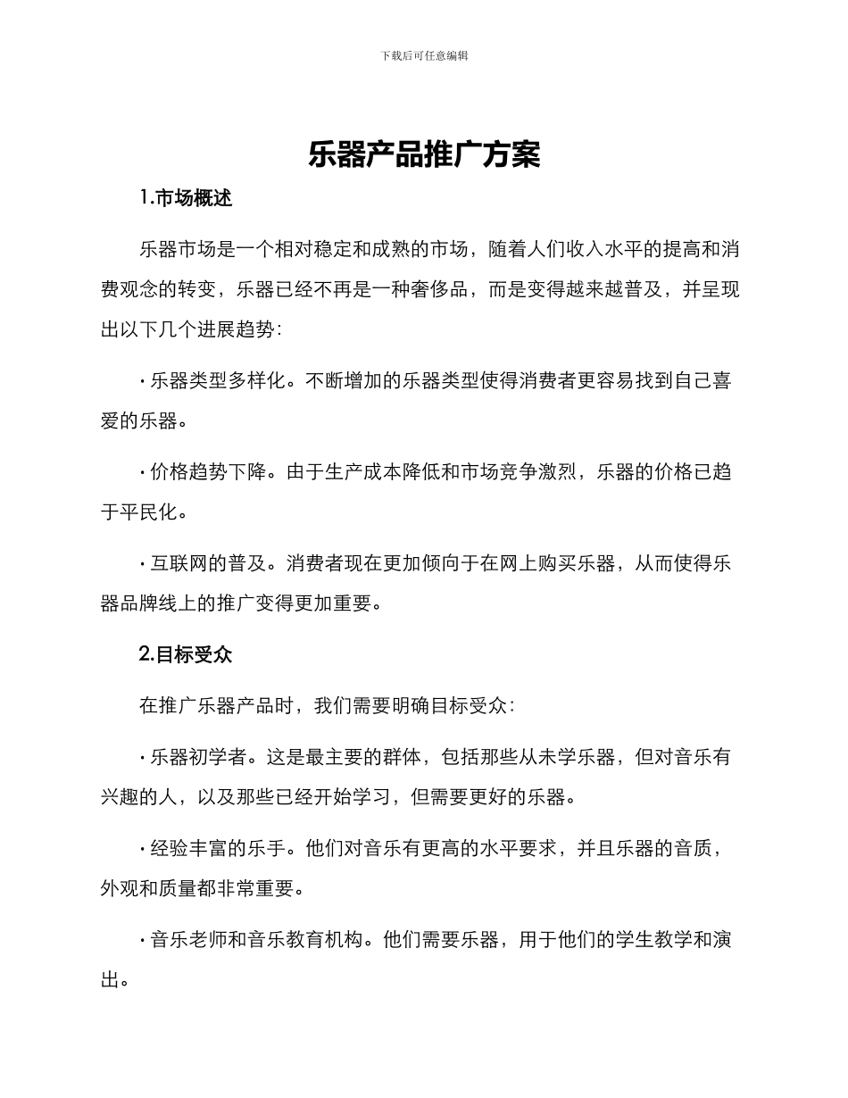 乐器产品推广方案_第1页