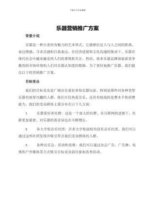 乐器营销推广方案