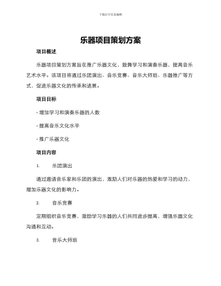 乐器项目策划方案