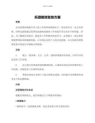 乐团绩效发放方案