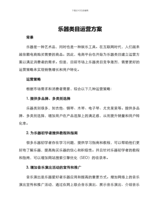 乐器类目运营方案