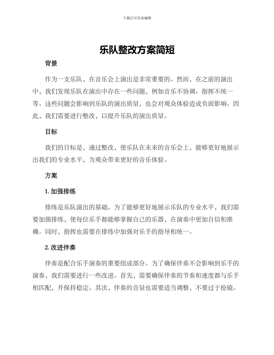乐队整改方案简短_第1页
