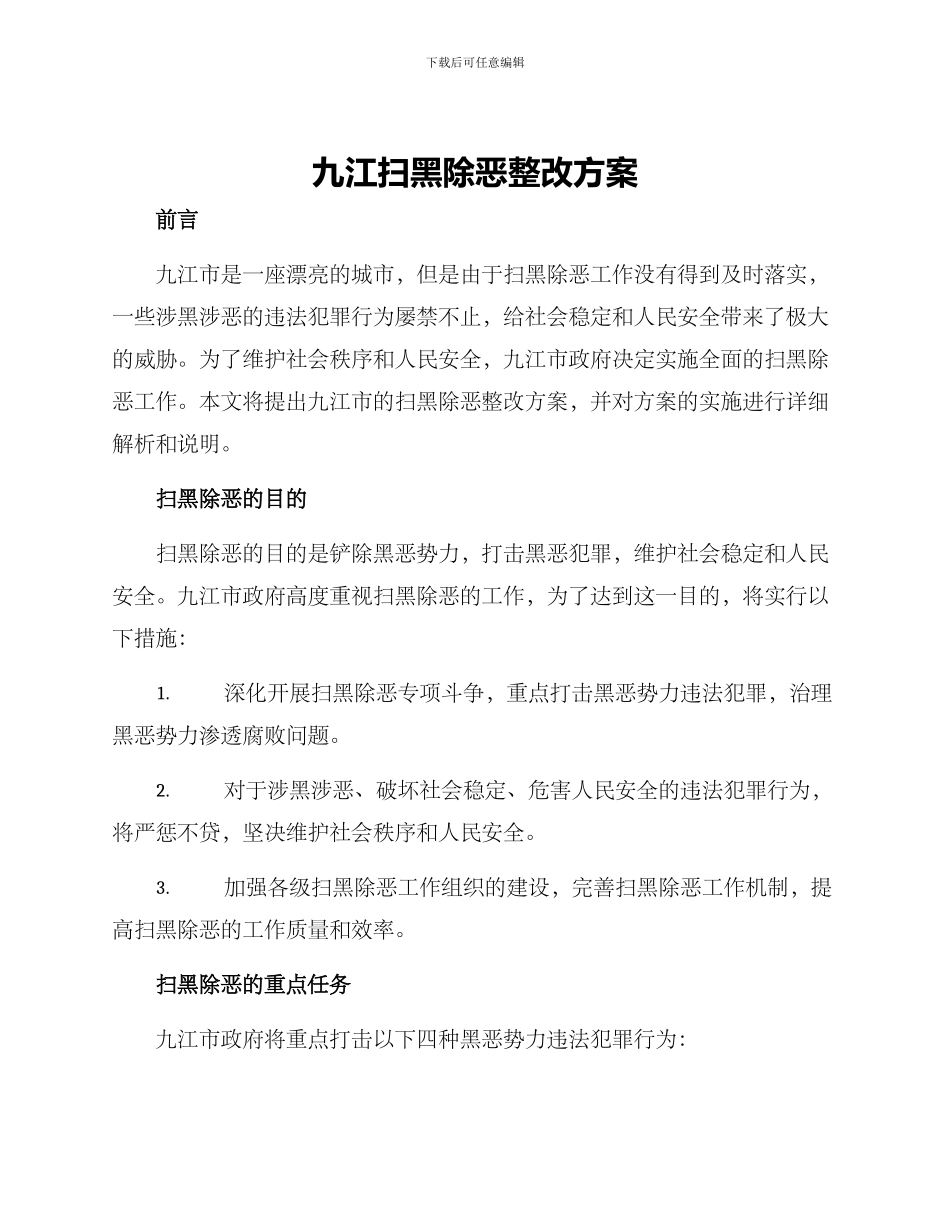 九江扫黑除恶整改方案_第1页