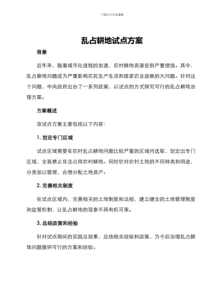 乱占耕地试点方案