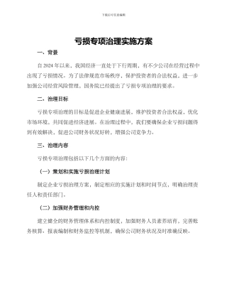 亏损专项治理实施方案