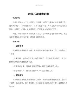 井坑孔洞排查方案