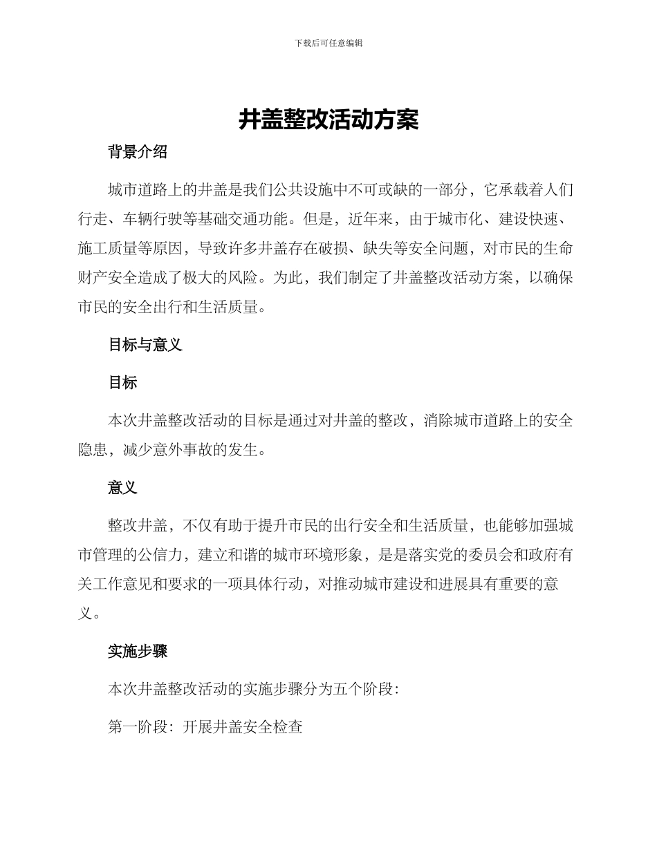 井盖整改活动方案_第1页