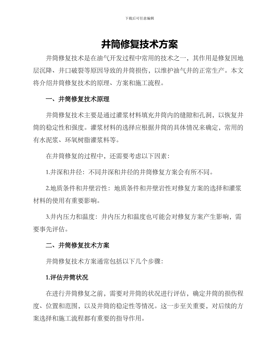 井筒修复技术方案_第1页