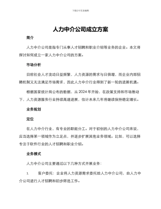 人力中介公司成立方案
