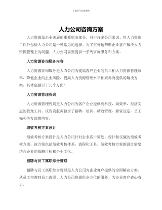 人力公司咨询方案