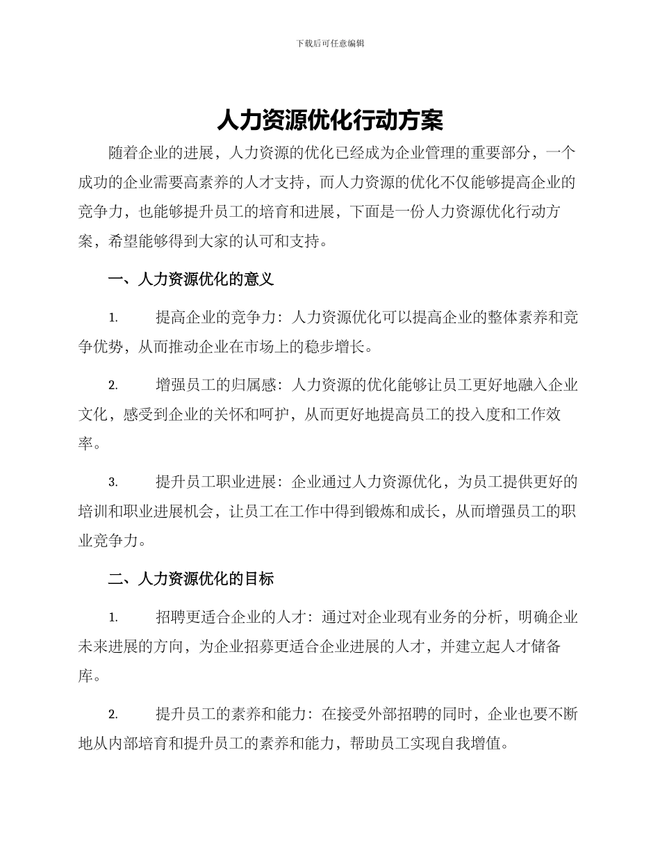 人力资源优化行动方案_第1页
