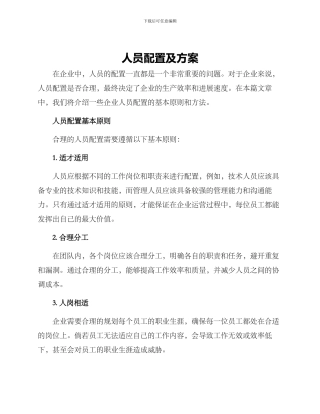 人员配置及方案