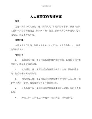 人大宣传工作考核方案