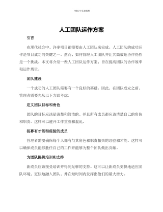 人工团队运作方案