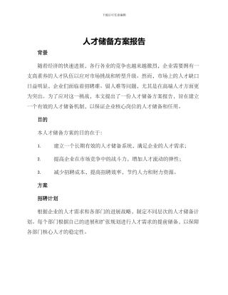 人才储备方案报告